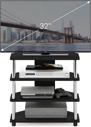 Furinno Turn-N-Tube Easy Assembly 4-Tier Petite Entertainment Center / TV Stand / TV Unit / TV Desk, Stainless Steel, Americano/Chrome in Saudi Arabia