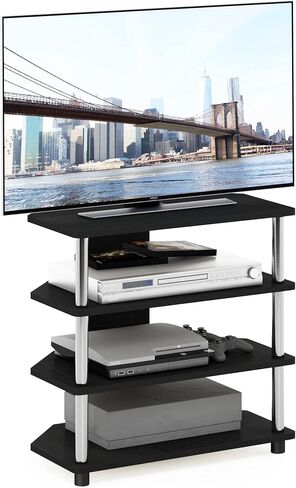 Furinno Turn-N-Tube Easy Assembly 4-Tier Petite Entertainment Center / TV Stand / TV Unit / TV Desk, Stainless Steel, Americano/Chrome in Saudi Arabia