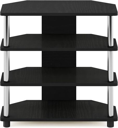 Furinno Turn-N-Tube Easy Assembly 4-Tier Petite Entertainment Center / TV Stand / TV Unit / TV Desk, Stainless Steel, Americano/Chrome in Saudi Arabia