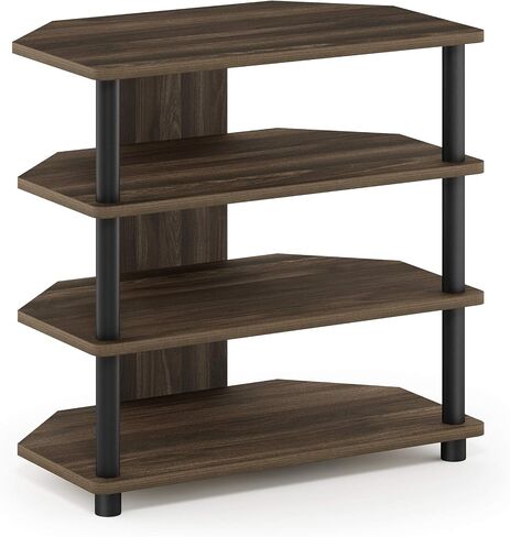 Furinno Turn-N-Tube Easy Assembly 4-Tier Petite Entertainment Center / TV Stand / TV Unit / TV Desk, Stainless Steel, Americano/Chrome in Saudi Arabia