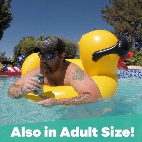 Game 5000-BB Giant Derby Float, Fun Rubber Duck, Quick-Fill Valves Pool Rafts & Inflatable Ride-ons, 300 lb Capacity, Built-In Cup Holders, 81" L x 76" W x 44" T in Saudi Arabia