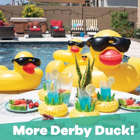 Game 5000-BB Giant Derby Float, Fun Rubber Duck, Quick-Fill Valves Pool Rafts & Inflatable Ride-ons, 300 lb Capacity, Built-In Cup Holders, 81" L x 76" W x 44" T in Saudi Arabia