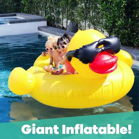 Game 5000-BB Giant Derby Float, Fun Rubber Duck, Quick-Fill Valves Pool Rafts & Inflatable Ride-ons, 300 lb Capacity, Built-In Cup Holders, 81" L x 76" W x 44" T in Saudi Arabia
