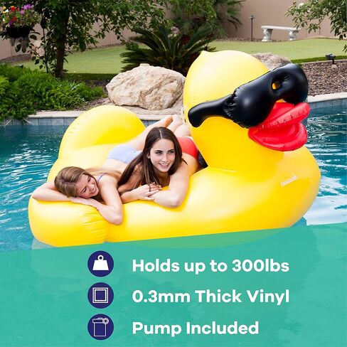 Game 5000-BB Giant Derby Float, Fun Rubber Duck, Quick-Fill Valves Pool Rafts & Inflatable Ride-ons, 300 lb Capacity, Built-In Cup Holders, 81" L x 76" W x 44" T in Saudi Arabia