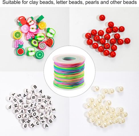 Elastic String for Bracelets, 1mm Sturdy Stretchy String Rainbow Elastic Cord for Jewelry Making, Beading Necklaces and Crafts (164 Feet) in Kuwait