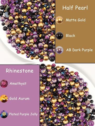 100g Mix Pearls and Rhinestones for Crafting, Sizes Range 3mm-10mm Pearl Beads for Bedazzler Rhinestones for Bedazzling Pearls for Crafting Sock Charms Nail Shoe Mugs (Ebon Gold Mix) in Saudi Arabia
