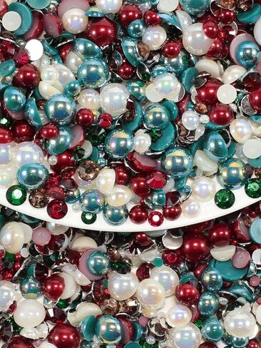 100g Mix Pearls and Rhinestones for Crafting, Sizes Range 3mm-10mm Pearl Beads for Bedazzler Rhinestones for Bedazzling Pearls for Crafting Sock Charms Nail Shoe Mugs (Ebon Gold Mix) in Saudi Arabia