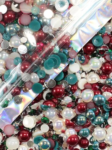 100g Mix Pearls and Rhinestones for Crafting, Sizes Range 3mm-10mm Pearl Beads for Bedazzler Rhinestones for Bedazzling Pearls for Crafting Sock Charms Nail Shoe Mugs (Ebon Gold Mix) in Saudi Arabia