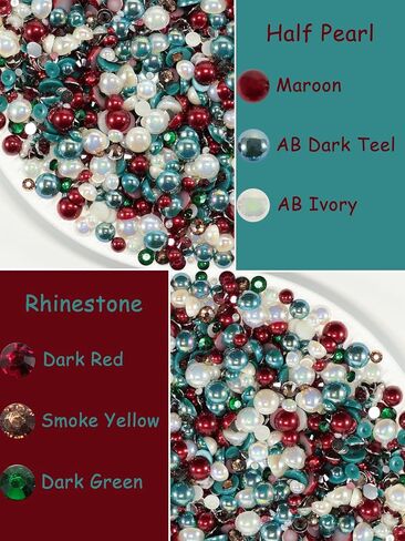 100g Mix Pearls and Rhinestones for Crafting, Sizes Range 3mm-10mm Pearl Beads for Bedazzler Rhinestones for Bedazzling Pearls for Crafting Sock Charms Nail Shoe Mugs (Ebon Gold Mix) in Saudi Arabia