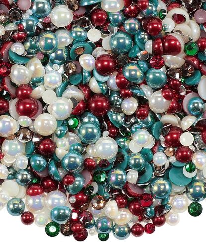 100g Mix Pearls and Rhinestones for Crafting, Sizes Range 3mm-10mm Pearl Beads for Bedazzler Rhinestones for Bedazzling Pearls for Crafting Sock Charms Nail Shoe Mugs (Ebon Gold Mix) in Saudi Arabia