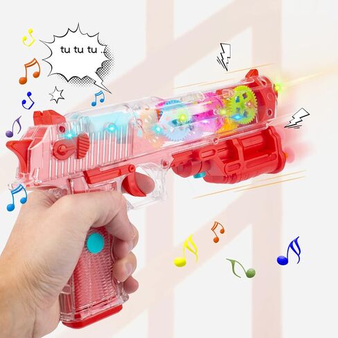 Light up Toy Gun for Boys, Music Gun Toy for Kids, Transparent Plastic Electric Toy Gun with Rotating Gears, Light and Music (Blue) in Saudi Arabia
