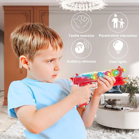 Light up Toy Gun for Boys, Music Gun Toy for Kids, Transparent Plastic Electric Toy Gun with Rotating Gears, Light and Music (Blue) in Saudi Arabia
