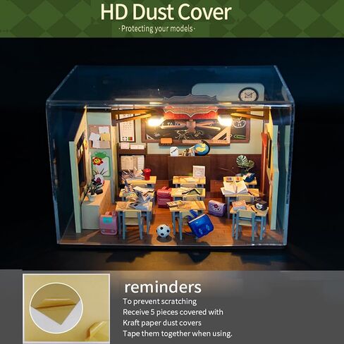 DIY Miniature Dollhouse Kit Back to School House Wooden Miniatures House Crafts DIY Model Kits Christmas Birthday Gifts for Men and Women Friend (Without Dust Cover) in Saudi Arabia