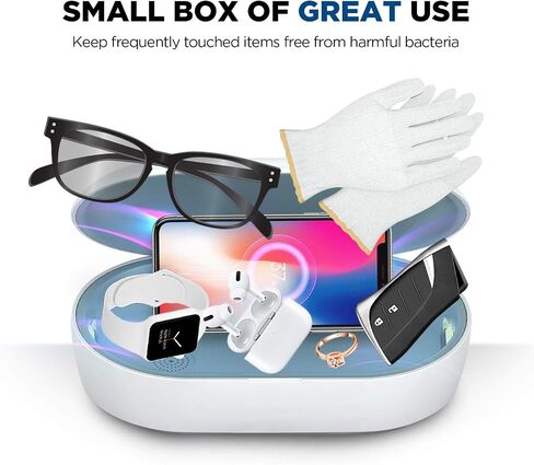 UV Light Sanitizer Box with Wireless Charging, 8 UV-C LED Lights for Phones, Toothbrushes, Nail Tools, Jewelry, and More (Green) in Saudi Arabia