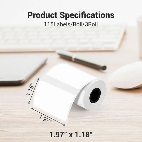 Direct Thermal Labels,1.57''X1.18'' (40 x 30 mm)Thermal Label Sticker,Thermal Printer Labels for UPC, Barcodes, Postage, Address,Compatible with Most Desktop Label Printers, 115 Labels, 3 Rolls in Saudi Arabia