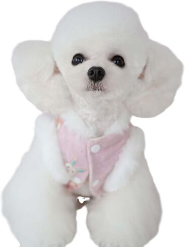Dog Chinese New Year Clothes Cat Tang Costume Outfit,Butterfly Tassels Dog Cheongsam Tang Suit,Winter Fleece Dog Jacket Clothes with D Ring for Leash (Pink, L) in Saudi Arabia