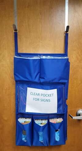 It's Sew EZ PPE Isolation Door Caddy - 8 Pockets - Yellow NFPA-701 Fire Resistant Nylon Oxford with Two Stainless Steel Hooks included in Saudi Arabia