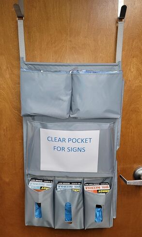 It's Sew EZ PPE Isolation Door Caddy - 8 Pockets - Yellow NFPA-701 Fire Resistant Nylon Oxford with Two Stainless Steel Hooks included in Saudi Arabia