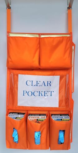 It's Sew EZ PPE Isolation Door Caddy - 8 Pockets - Yellow NFPA-701 Fire Resistant Nylon Oxford with Two Stainless Steel Hooks included in Saudi Arabia