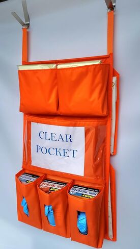 It's Sew EZ PPE Isolation Door Caddy - 8 Pockets - Yellow NFPA-701 Fire Resistant Nylon Oxford with Two Stainless Steel Hooks included in Saudi Arabia