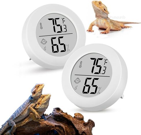 Reptile Tank Accessories, 2 Pack Bearded Dragon Tank Thermometer Humidity Gauge for Leopard Gecko, Jumping Spider, Snake, Gecko, Ball Python, Lizard in Saudi Arabia
