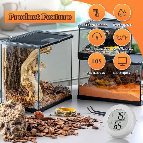 Reptile Tank Accessories, 2 Pack Bearded Dragon Tank Thermometer Humidity Gauge for Leopard Gecko, Jumping Spider, Snake, Gecko, Ball Python, Lizard in Saudi Arabia