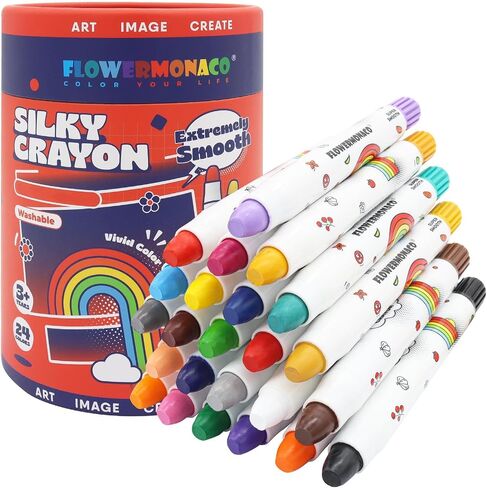 Lebze 12 Colors Kids Crayons, Non Toxic Silky, Jumbo Washable Coloring Tool, Large Size for Children, Safe Art School Supplies for Boys & Girls Flower Monaco in Saudi Arabia