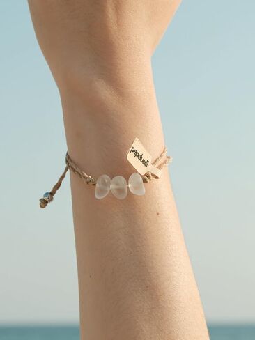 3 سوار زجاج البحر الحجري يدويًا سوار شاطئية قابلة للتعديل ، هدية سوار أفضل صديق ، هدية صيفية ، هدايا ملهمة للمجوهرات المحيطية للنساء ، أمي (زهرة الذرة) in Kuwait