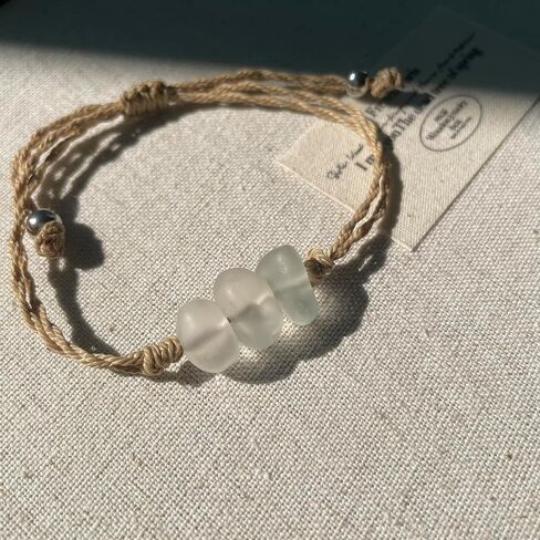 3 سوار زجاج البحر الحجري يدويًا سوار شاطئية قابلة للتعديل ، هدية سوار أفضل صديق ، هدية صيفية ، هدايا ملهمة للمجوهرات المحيطية للنساء ، أمي (زهرة الذرة) in Kuwait