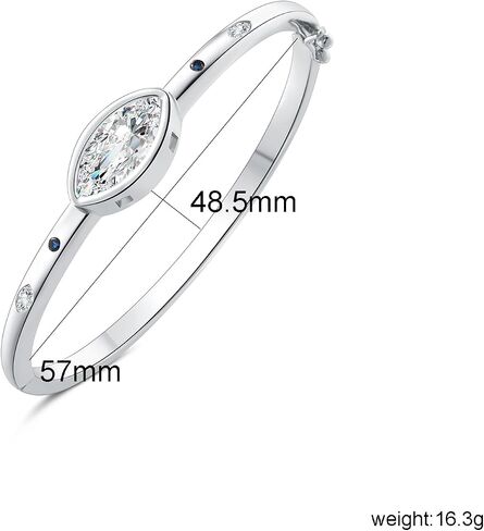 Bangle Bracelets for Women - Brass Cuff Bangle with Cubic Zirconia, 14K Gold & White Gold Plated, Meaningful Jewelry Gifts for Woman Wife Her Girlfriend Teens (Horse Eye Stone, White Gold) in Saudi Arabia