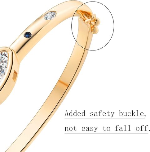 Bangle Bracelets for Women - Brass Cuff Bangle with Cubic Zirconia, 14K Gold & White Gold Plated, Meaningful Jewelry Gifts for Woman Wife Her Girlfriend Teens (Horse Eye Stone, White Gold) in Saudi Arabia