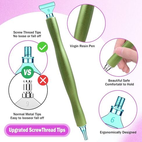 Metal Diamond Painting Pen Accessories Tools Set,1PCS Diamond Art Pen and 6Pcs Metal Screw Thread Multi Placer Tips,Metal Diamond Painting Drill Pens for DIY Diamond Art in Saudi Arabia