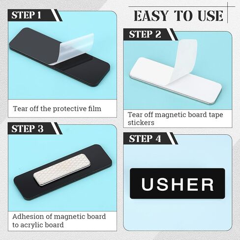 12 Pcs Magnetic Usher Badges and 4 Pcs Greeter Name Tag for Church Acrylic Usher Name Tags with Magnet Usher and Greeter Badges for Uniform Clothe Church Gathering, 1 x 3 Inch in Kuwait