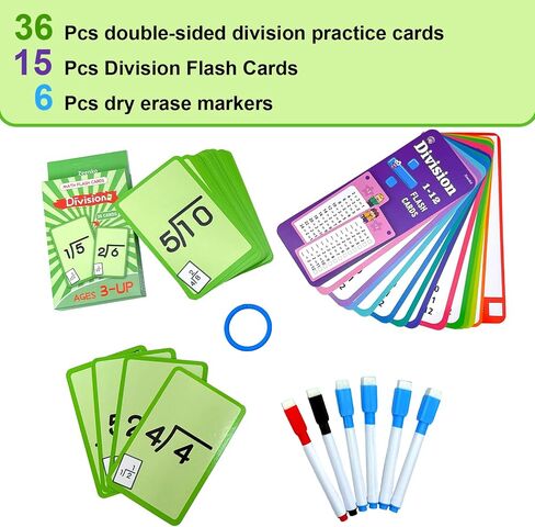 1-12 Math Flash Cards with 6 Dry Erase Pens, 15Pcs Big Multiplication Flash Cards + 36 Pcs Random Double-Sided Multiplication Practice Cards, Educational Math Flashcards for Kids Ages 3+ in Saudi Arabia