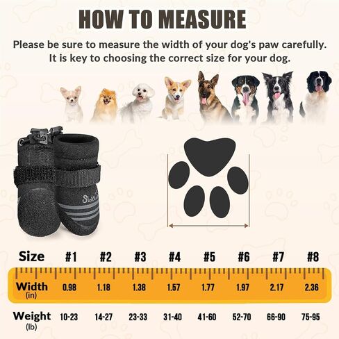 SlowTon Dog Shoes for Medium Large Dogs - Water Resistant Anti-Slip Dog Boots for Hot Pavement Rain Snow,Reflective Dog Paw Protectors for Outdoor Walking, Indoor Hardfloors(Black,7) in Kuwait