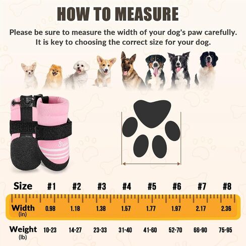 SlowTon Dog Shoes for Medium Large Dogs - Water Resistant Anti-Slip Dog Boots for Hot Pavement Rain Snow,Reflective Dog Paw Protectors for Outdoor Walking, Indoor Hardfloors(Black,7) in Kuwait