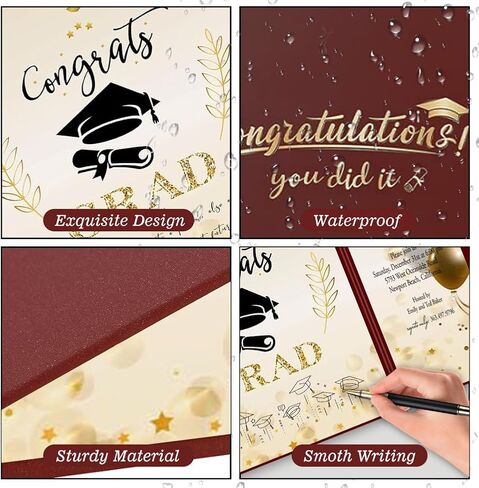 4Pcs Graduation Guest Book 2025, Red Graduation Decorations of 2025 Graduation Sign in Board for High School & College, Graduation Guestbook Alternative with 4 Pens (3 colors) in Saudi Arabia