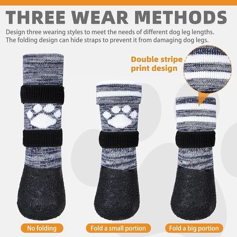 KOOLTAIL Anti Slip Dog Socks to Prevent Licking Paws for Hot/Clod Pavement,Waterproof Long Snow Dog Boots&Paw Protectors with Straps Traction Control for Hardwood Floor for Small Medium Large DogsM in Saudi Arabia