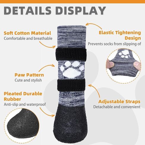 KOOLTAIL Anti Slip Dog Socks to Prevent Licking Paws for Hot/Clod Pavement,Waterproof Long Snow Dog Boots&Paw Protectors with Straps Traction Control for Hardwood Floor for Small Medium Large DogsM in Saudi Arabia