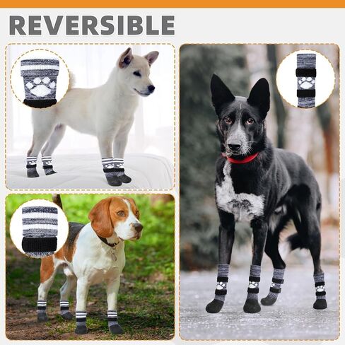 KOOLTAIL Anti Slip Dog Socks to Prevent Licking Paws for Hot/Clod Pavement,Waterproof Long Snow Dog Boots&Paw Protectors with Straps Traction Control for Hardwood Floor for Small Medium Large DogsM in Saudi Arabia