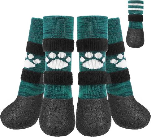 KOOLTAIL Anti Slip Dog Socks to Prevent Licking Paws for Hot/Clod Pavement,Waterproof Long Snow Dog Boots&Paw Protectors with Straps Traction Control for Hardwood Floor for Small Medium Large DogsM in Saudi Arabia