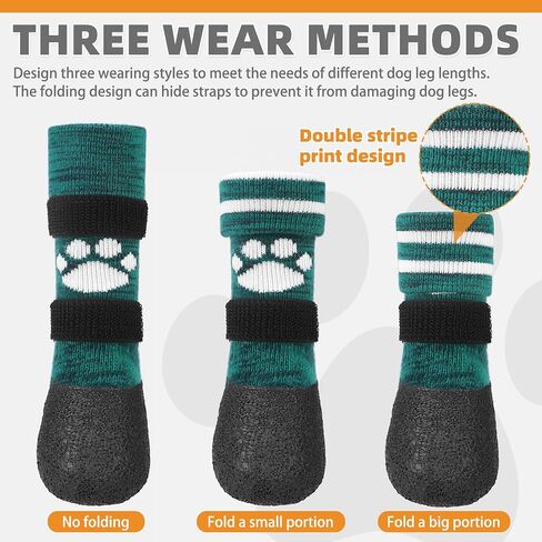 KOOLTAIL Anti Slip Dog Socks to Prevent Licking Paws for Hot/Clod Pavement,Waterproof Long Snow Dog Boots&Paw Protectors with Straps Traction Control for Hardwood Floor for Small Medium Large DogsM in Saudi Arabia