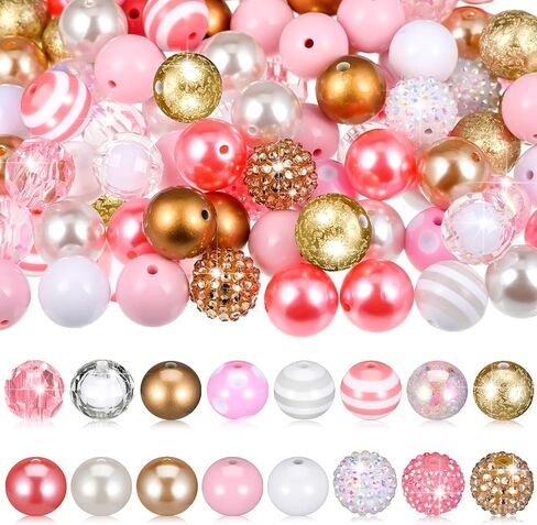 Zeyune 100 Pcs Colorful Chunky Bubblegum Beads 20mm Round Chunk Plastic Rhinestone Large Beads for Pen Jewelry Chain Making Craft Spacer Supplies Wedding Garland DIY(Mermaid,Colorful) in Saudi Arabia