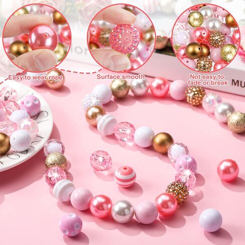 Zeyune 100 Pcs Colorful Chunky Bubblegum Beads 20mm Round Chunk Plastic Rhinestone Large Beads for Pen Jewelry Chain Making Craft Spacer Supplies Wedding Garland DIY(Mermaid,Colorful) in Saudi Arabia