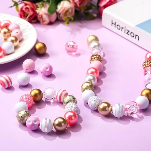 Zeyune 100 Pcs Colorful Chunky Bubblegum Beads 20mm Round Chunk Plastic Rhinestone Large Beads for Pen Jewelry Chain Making Craft Spacer Supplies Wedding Garland DIY(Mermaid,Colorful) in Saudi Arabia