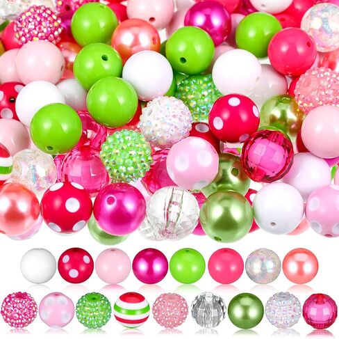 Zeyune 100 Pcs Colorful Chunky Bubblegum Beads 20mm Round Chunk Plastic Rhinestone Large Beads for Pen Jewelry Chain Making Craft Spacer Supplies Wedding Garland DIY(Mermaid,Colorful) in Saudi Arabia