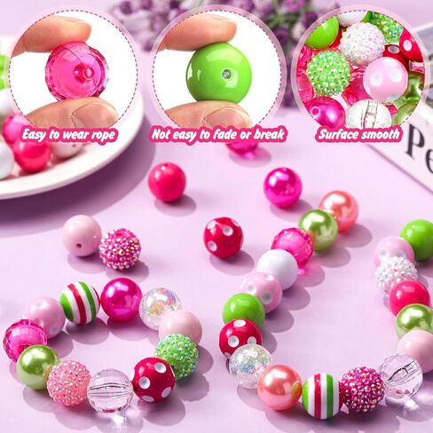 Zeyune 100 Pcs Colorful Chunky Bubblegum Beads 20mm Round Chunk Plastic Rhinestone Large Beads for Pen Jewelry Chain Making Craft Spacer Supplies Wedding Garland DIY(Mermaid,Colorful) in Saudi Arabia