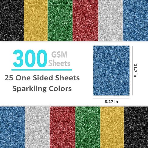 SANZIX 25 Sheets Pink Glitter Cardstock Paper- 8.2"x11.7", 110lb 300 GSM, Heavyweight Sparkling Pink Glitter Paper | Pink Cardstock for Cricut, Scrapbook, Cards, Christmas, Gift Wraps & DIY Crafts. in Saudi Arabia