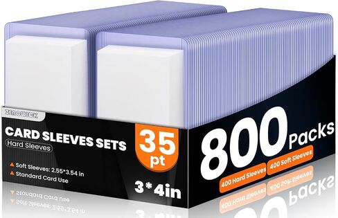1600 Packs Card Sleeves Top Loads for Cards,3" x 4" Baseball Card Protectors,Trading Card Sleeves Hard Plastic Fit for Baseball, Football Cards (800 Hard Sleeve + 800 Soft Sleeve) in Saudi Arabia