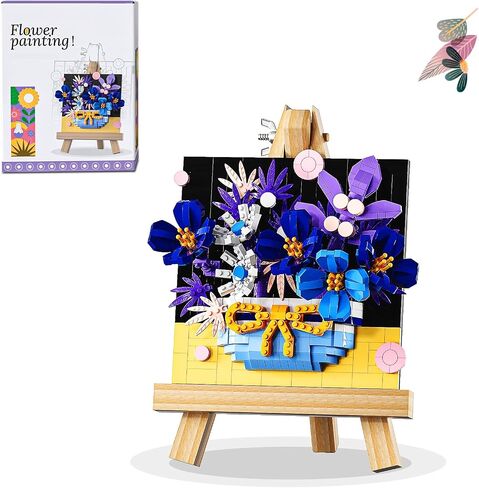 Flowers Frame - Blue Star Flower Art Frames - Floral Building Toys - 476 PCS Artificial Faux Flowers Set - Great Gift Idea for 8 Plus Year Old Girls, Boys, Educiro in Saudi Arabia